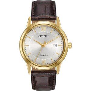 Citizen Men's Classic Eco-Drive Leather Strap Watch, 3-Hand Date